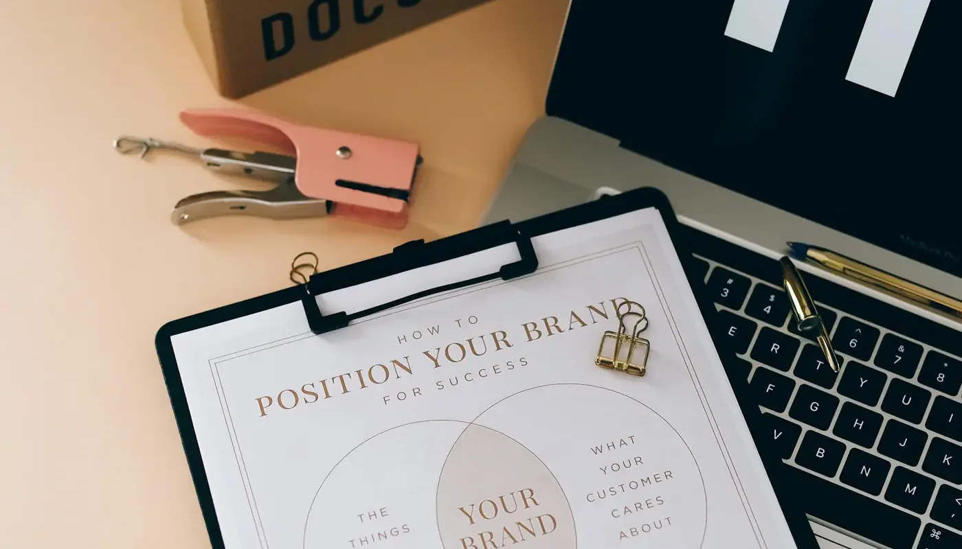 A laptop and planning desk for a business launch